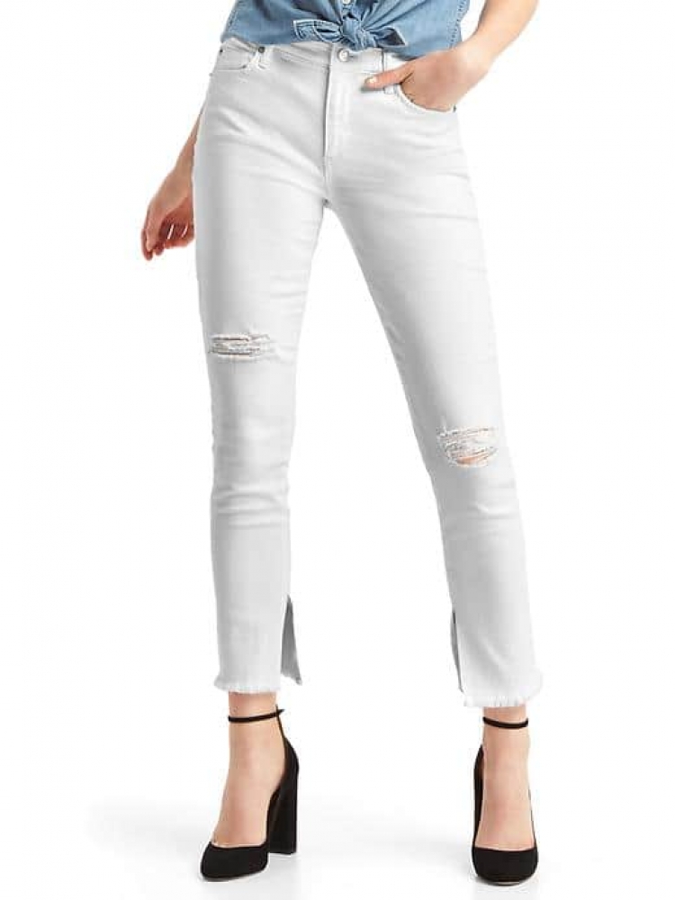 Mid rise deconstructed jeans